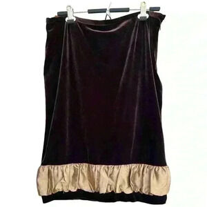 NWT Grace Elements velour chocolate brown & tan skirt with ruffle detail size 14